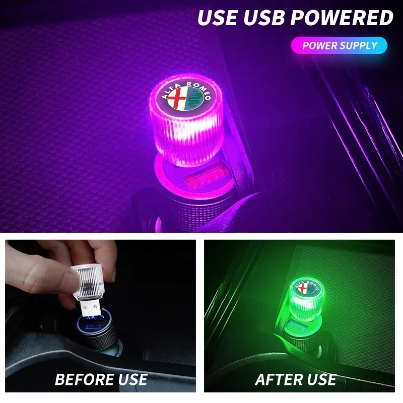 USB Car Light LED Atmosphere Auto Ambient Nightlight Neon Interior Lamp For Alfa Romeo 147 159 156 Giulietta Giulia Mito Spider