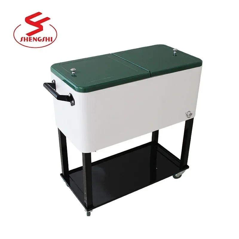 Rolling wheels ice chest portable patio party bar drink entertaining outdoor cooler cart