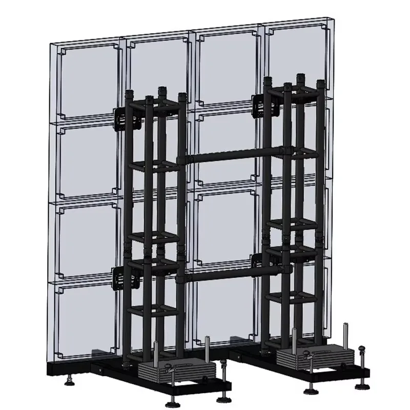 Modular Support for LED Screens With Universal Clamping Arms to Secure Any Type of Screen