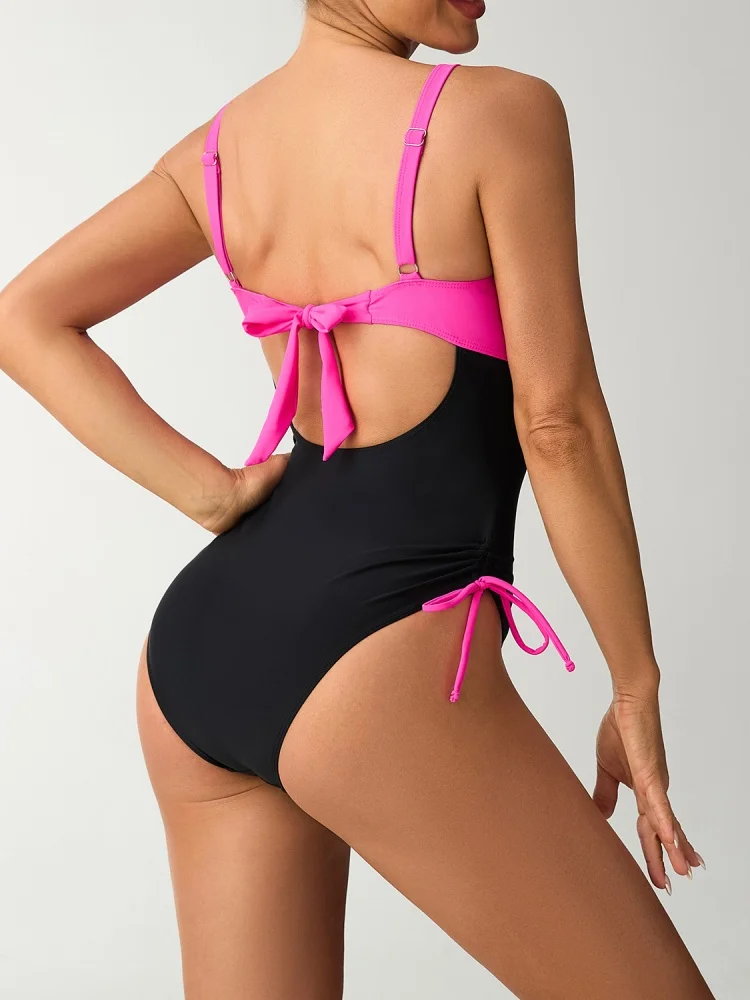 بدلة سباحة قطعة واحدة للسيدات 2026 جديدة متينة بياقة على شكل V ملابس سباحة مثيرة مونوكيني صيفي بدون ظهر بدلة استحمام للشاطئ للسيدات #6