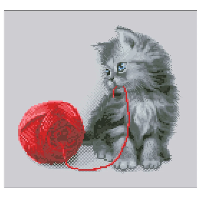 Cat and yarn ball cross stitch kits kitten Dreampattern embroidery needlework sets 18ct 14ct 11ct silver cloth DIY handmade