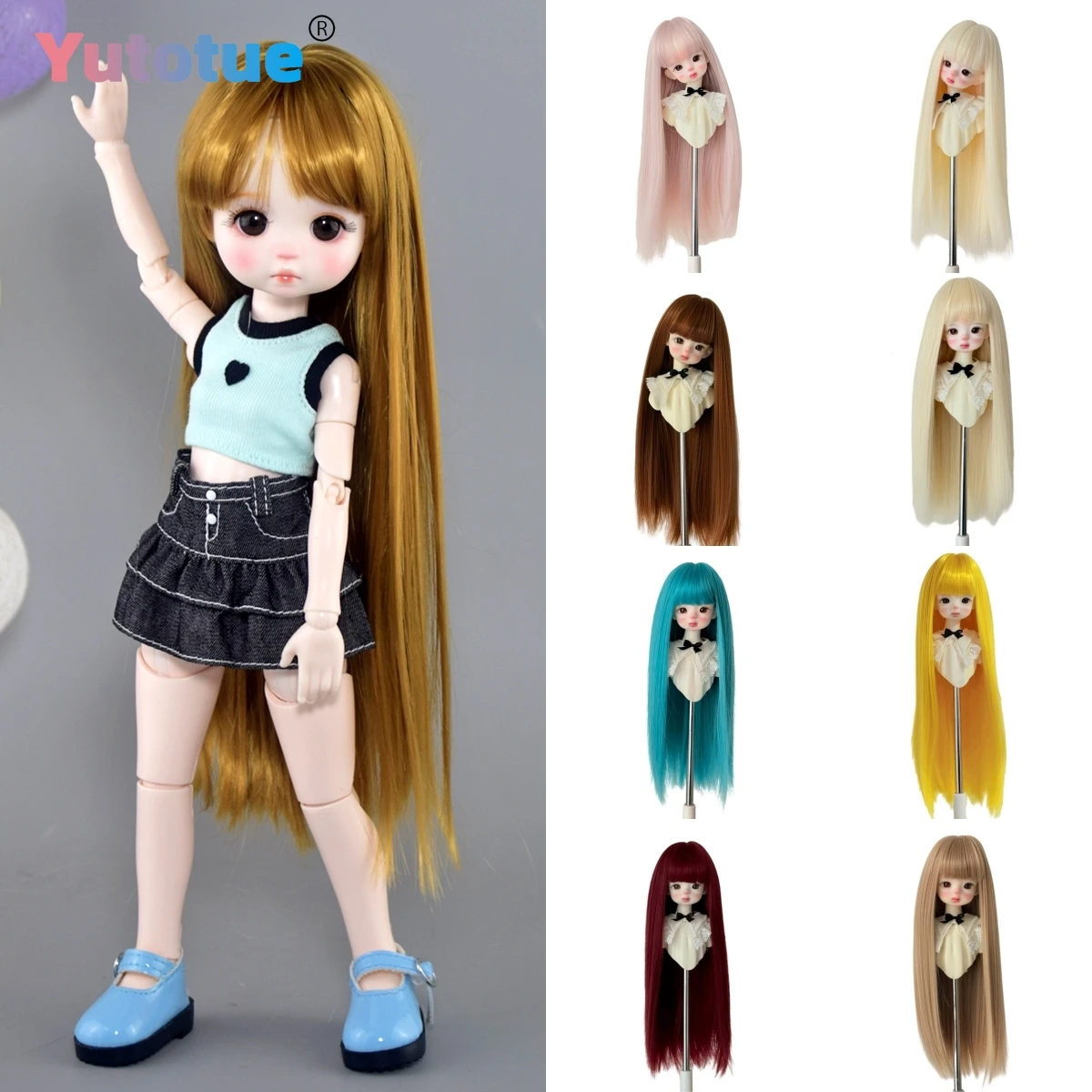 Muñecas Yutotue, pelo largo y liso con flequillo, pelucas para muñecas BJD 1/3 1/4 1/6, muñeca BJD, muñeca de moda, juguete, pelucas DIY