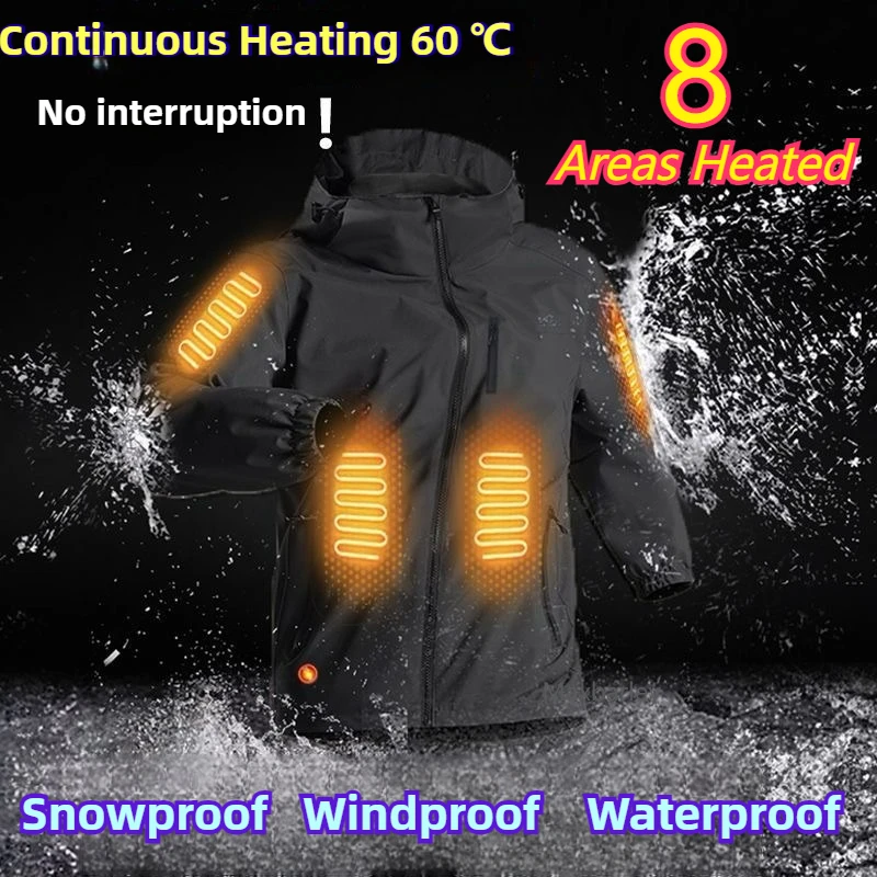 

26 Zone Heated Ski Suit Men Smart USB Electric Heating Jacket + Cotton Pants Washable Windproof Thermal Motocross Work Clothes