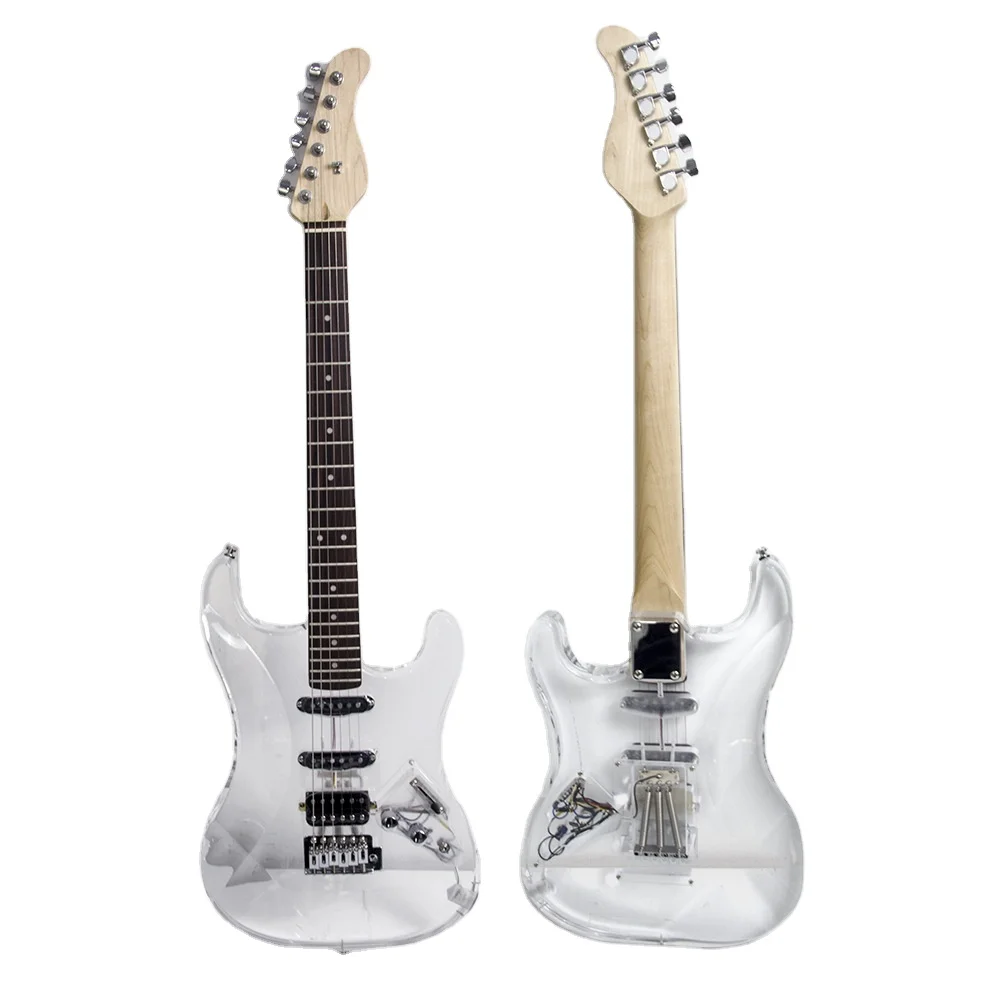 Wholesale OEM Transparent crystal  Electric Guitar ST single single double electric guitar Acrylic Rock Live Electric Guitar