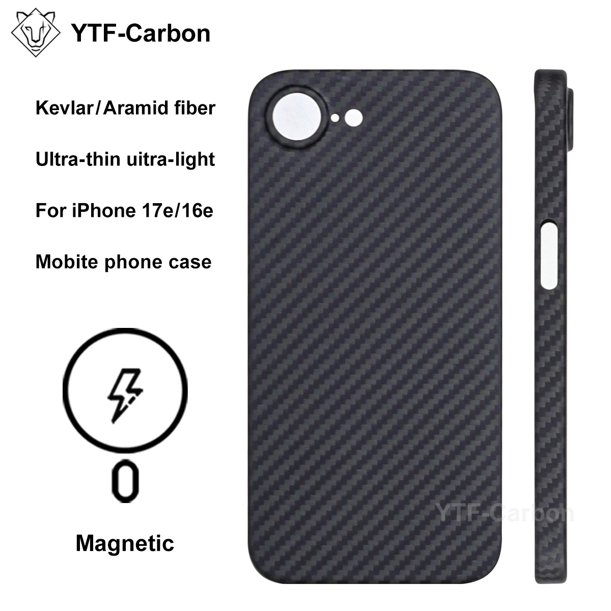 

YTF Magnetic Case For iPhone 17e 16e Aramid Fiber phone case for magnetic 17e Thin Luxury 16e cover protective Kevlar case