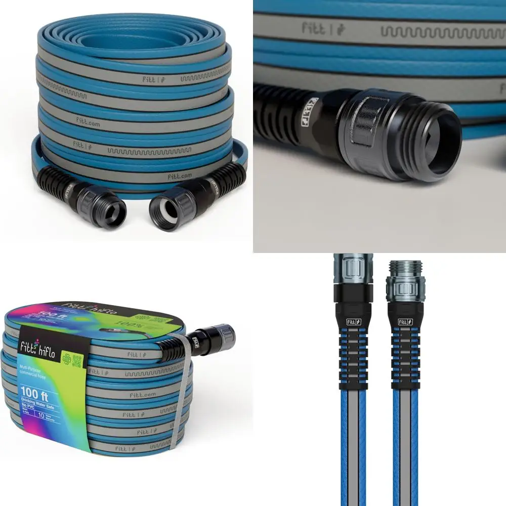 

Долговечный многоцелевой плоский садовый шланг длиной 100 футов — простой в использовании, серый, водопрочный шланг с высоким расходом для наружного использования