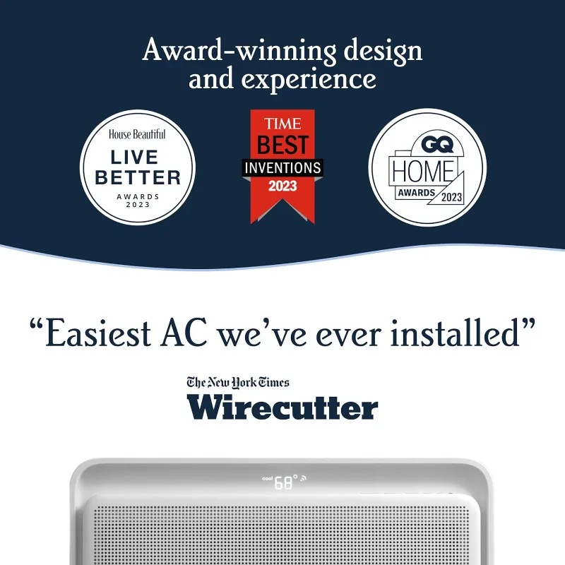 El aire acondicionado moderno de CA de molino de viento con WhisperTech: unidad de CA de ventana ultrasilenciosa y habilitada por voz: fácil instalación, 12,000 BTU