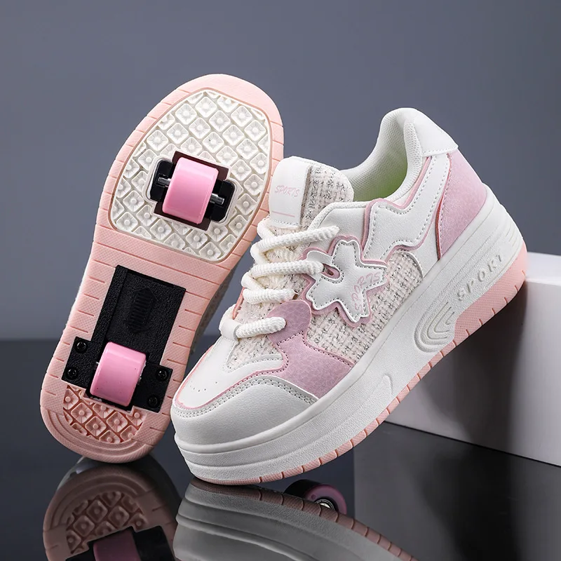 

Kids Runaway Shoes Boys Girls Adults Runaway Double Wheeled Flying Shoes Wheeled Schoolgirl Roller