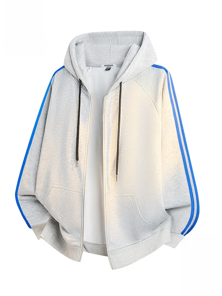 

Мужская толстовка Paul Frank с длинными рукавами, повседневный свободный кардиган, куртка с полосатым узором, удобная осенняя одежда из полиэфирного волокна