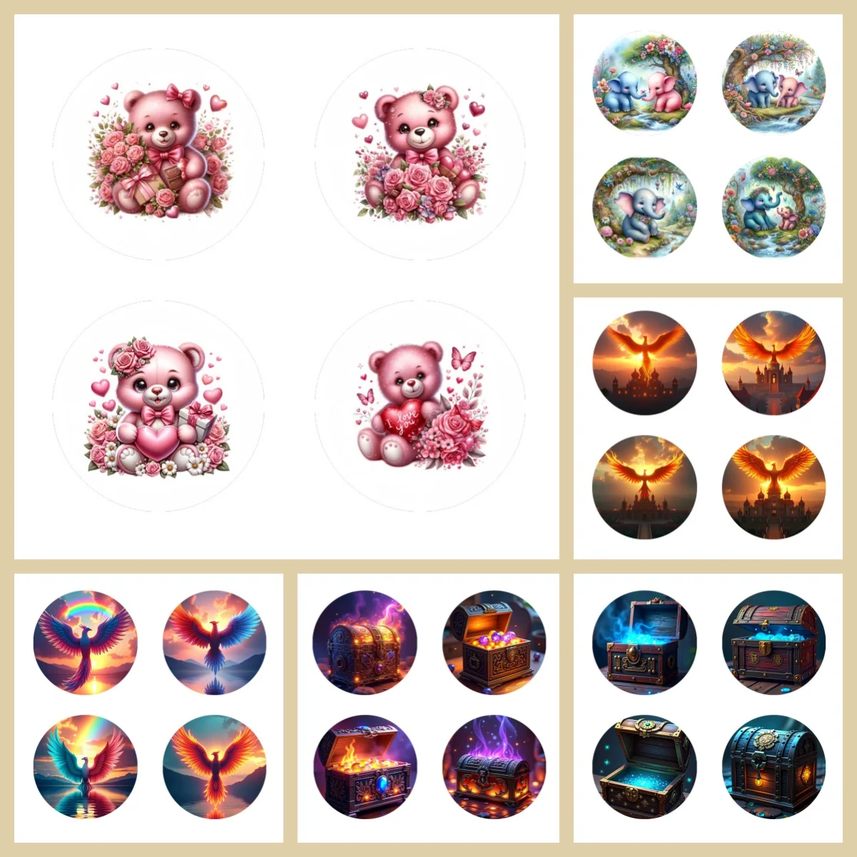 

4 противоскользящие и теплоизоляционные деревянные подставки с рисунками сундука с животными/сокровищами, подарки для фестиваля кухни и офиса