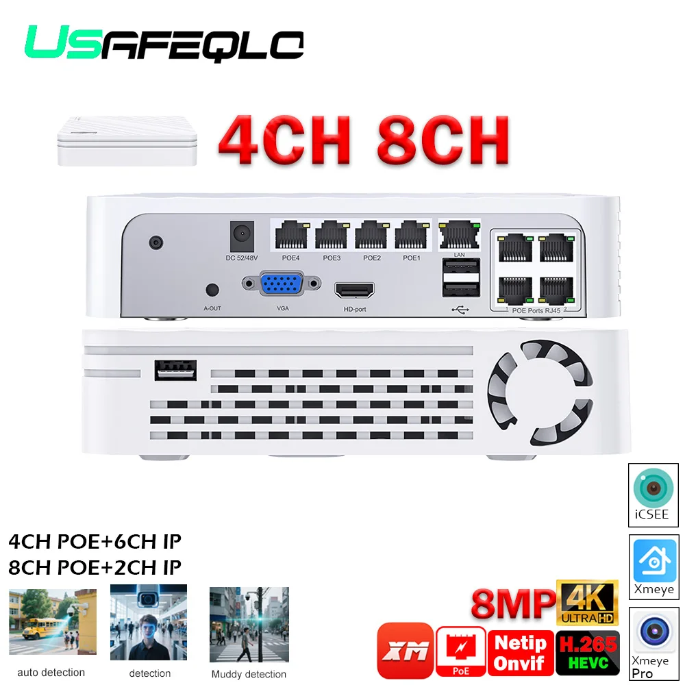 

4K 8CH POE NVR Recorder AI Human Face Detection