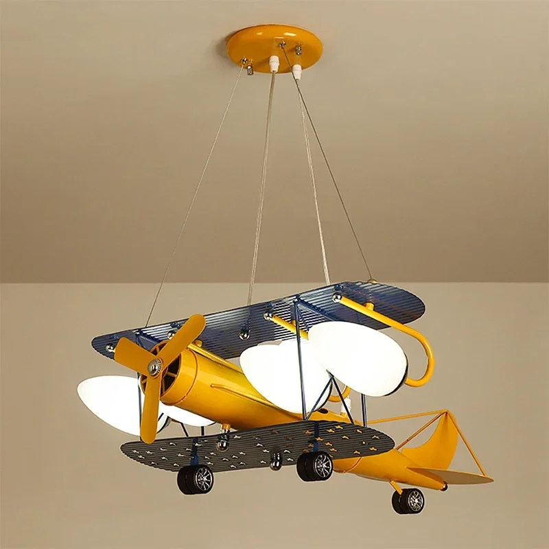 Led Lights with Bulb Airplane chandelier children's room lighting Fixtures boy bedroom Cartoon Boys Hanging Lamp Kids Cute gift