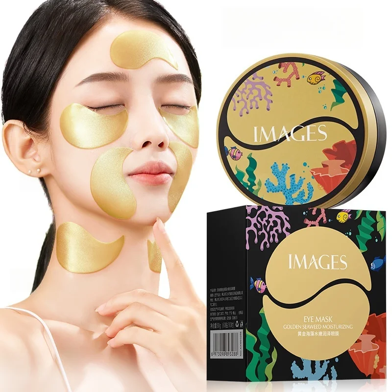 60 Pieces of Golden Seaweed Eye Patches, Rich in Seaweed Extract, Moisturize and Hydrate the Eye Area, Tighten the Skin, Can Be Applied Around the Eyes, Forehead, Mouth Corners, and Neck, Multi-Purpose, Suitable for People Who Often Stay up Late, and Can Also Be Given as a Gift to Mothers.
