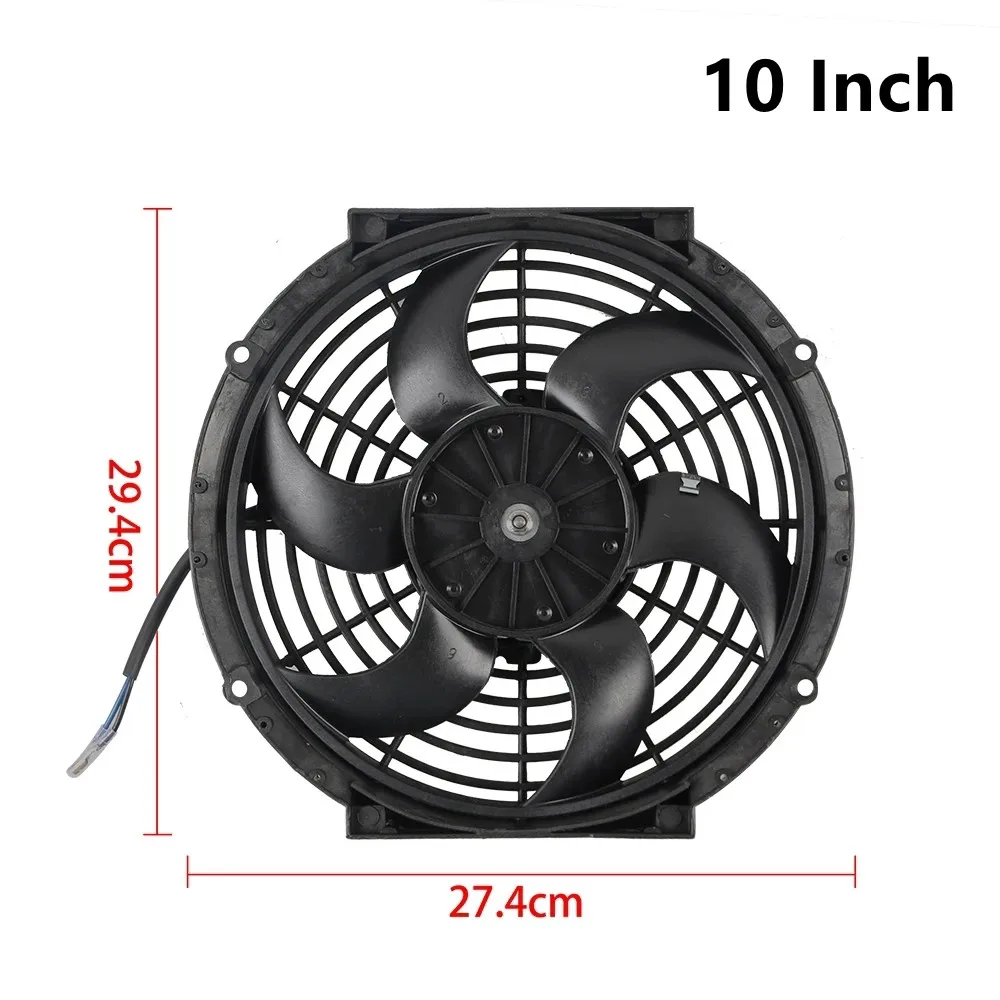 Universal 8 Row Aluminum Transmission Radiator Oil Cooling + 10 Inch 12V Car Air Conditioning Electronic Slim Fan Cool Kit