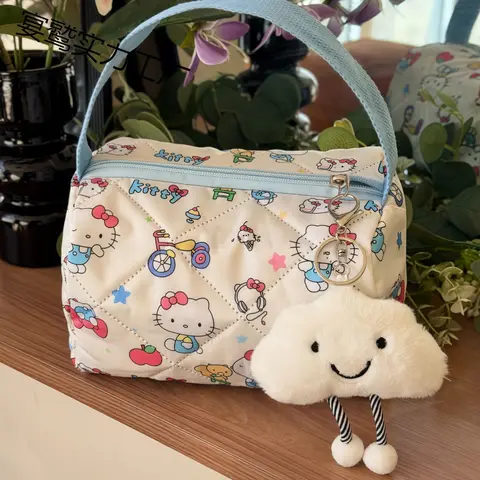 Hello Kitty Waterproof Travel Cute Large Capacity Padded Handheld Makeup Toiletry Bag for Women Cosmetic Storage Personal Care