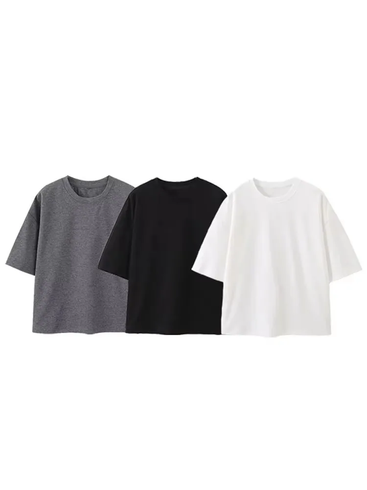 

HH Летняя женская однотонная футболка Свободная повседневная рубашка с круглым вырезом и коротким рукавом Винтажная женская футболка в классическом стиле Шикарные футболки