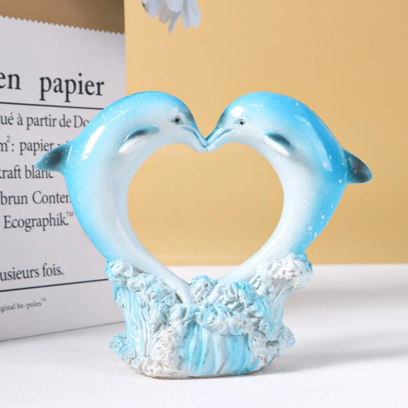 

Dolphin Love Resin Statue Decorative Craft, Suitable for Home, Bedroom, Living Room, Study or Entrance Dining Table Decoration