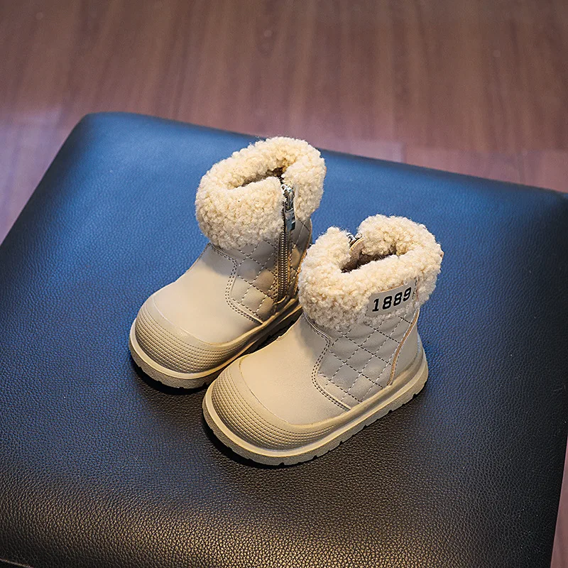 Snow Boots For Children 2025 Cute Cartoon Little Girl's Plush Boots Thick Warm Cotton Shoes For Kids Winter Boots