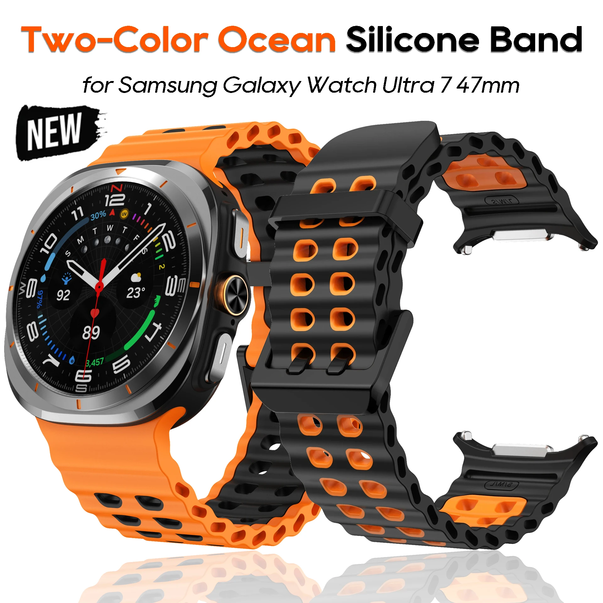 

New Double Buckle Band for Samsung Galaxy Watch Ultra 47mm Strap Waterproof Silicone Breathable Strap for Samsung Galaxy Ultra