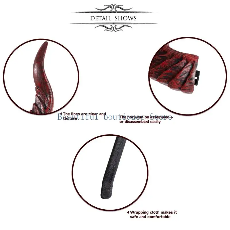 U4LF Gothic Devil Horns Headbands Adjustable Party Hair Accessory For Women Men Costume Weddings Elegant Hairband
