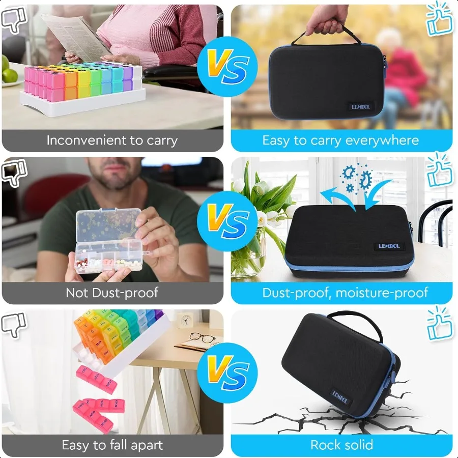 Monthly Pill Organizer 2 Times a Day 30 Day Pill Organizer Box AM PM with Weekly Pill Bag 32 Daily Large Compartments 1 Month P