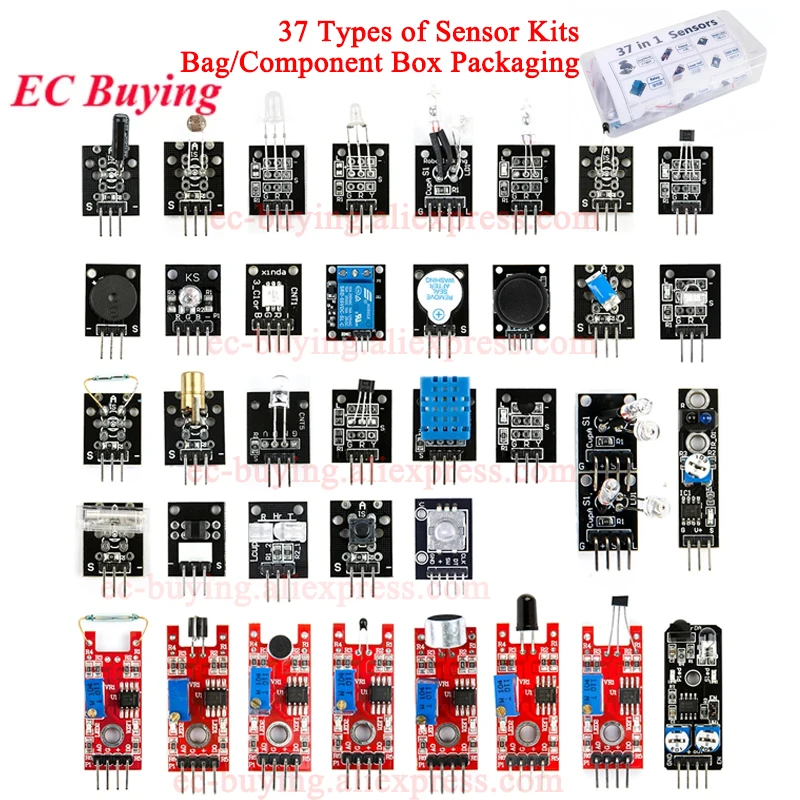 37 modułów czujników w 1 zestawie, 37 zestawów startowych z pudełkiem, kompatybilne z Arduino, odpowiednie dla Raspberry Pi/STM32/ESP32/R3/51 Microcontroller — zdjęcie produktu 7