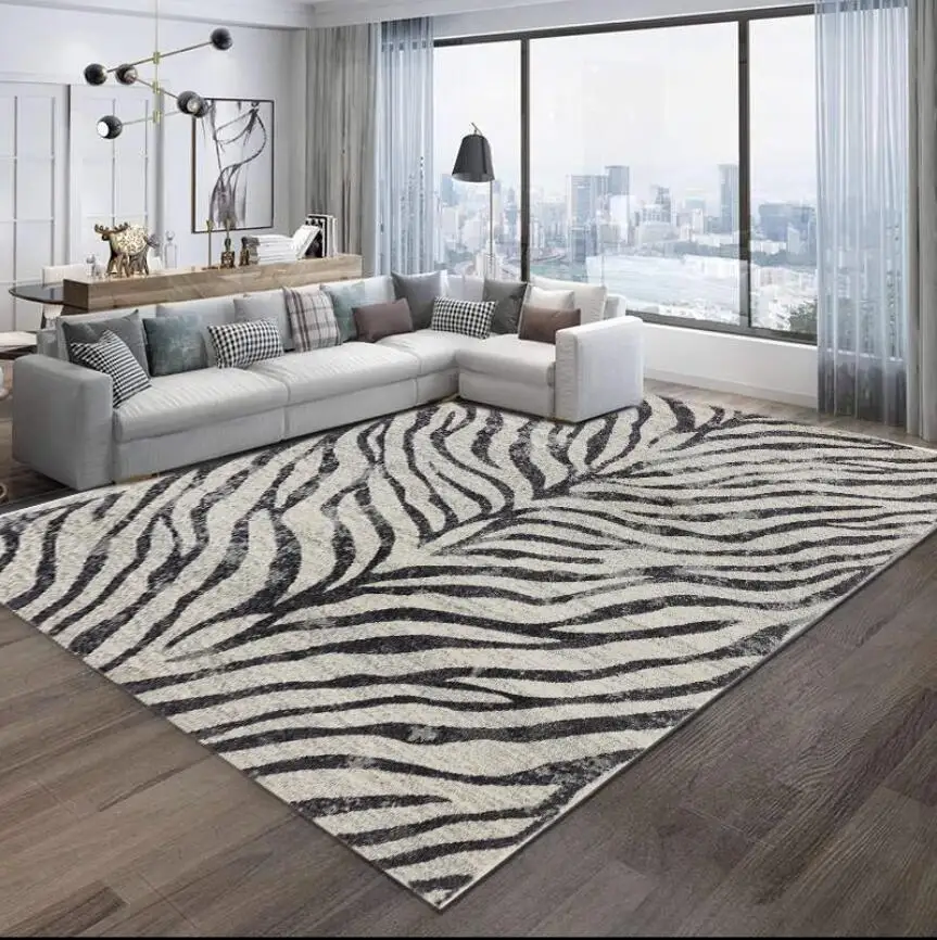 American Retro Zebra Print Advanced Carpets for Living Room Modern Home Decoration Bedroom Mat Large Area Rug Room Decor Carpet