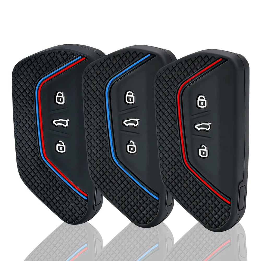 3-Tasten-Schlüsselhülle aus Silikon für VW Volkswagen Golf 8, Seat Leon 2021, Cupra Formentor, Skoda A8 Octavia Mk8