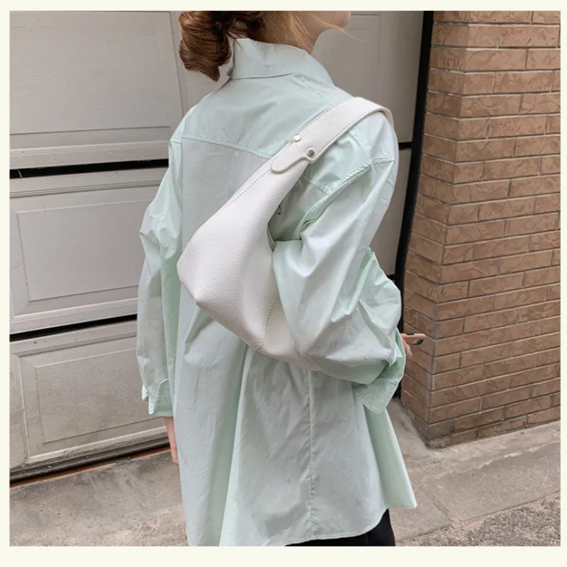 

New Vintage PU Leather Casual Nylon Women Small Underarm Shoulder Bags Female Daily Simple Solid Color Pleated Handbags