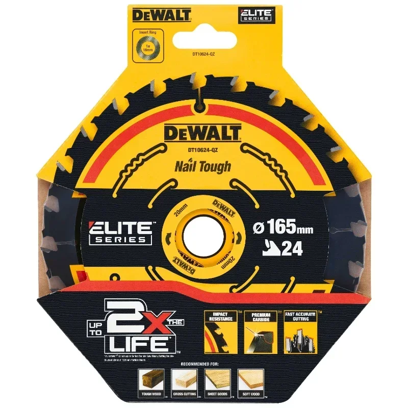 Imagem -02 - Dewalt-lâmina de Serra Circular Dt10624 Dt10640 24t 40t 165 mm 20 mm Dt10624-qz Dt10640-qz