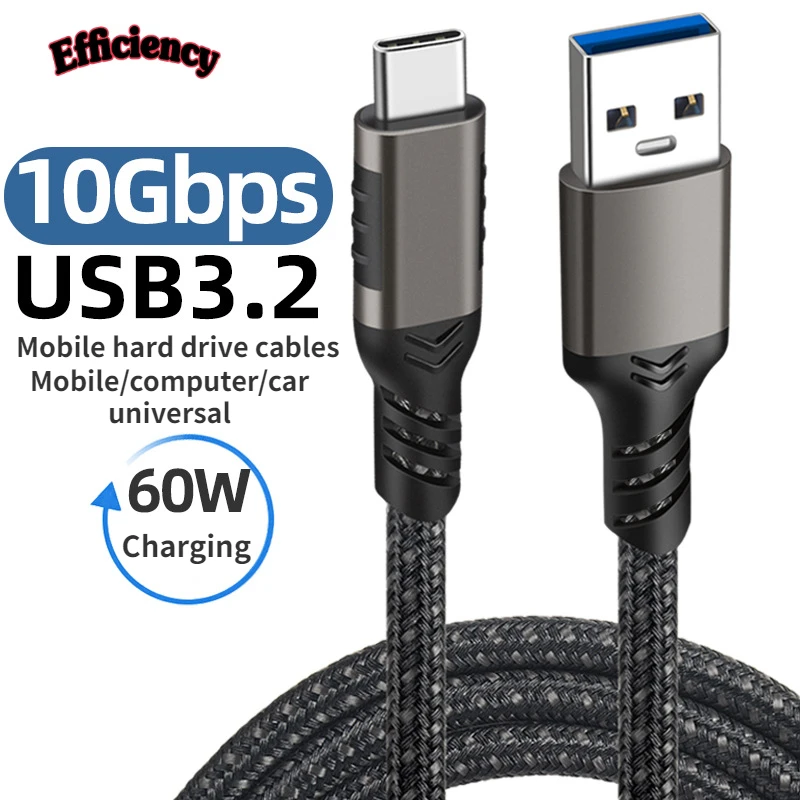 Usb3.2 10Gbps Type C Kabel Usb A Naar Type-C 3.2 Gegevensoverdracht Usb C Ssd Harde Schijf Kabel Pd 60W 3a Snel Opladen 3.0 Opladen Kabel