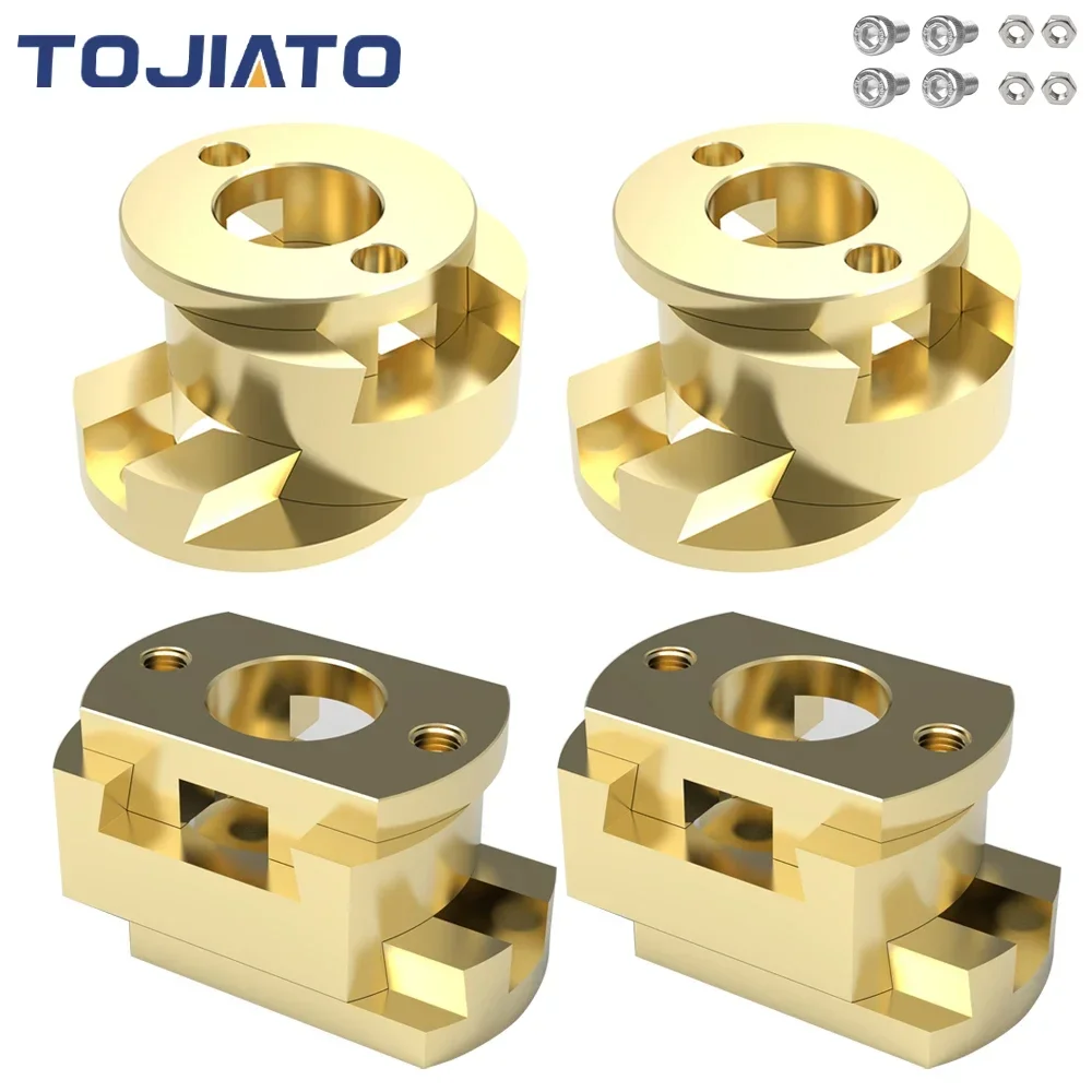 Tojiato 3D Printer Parts Oldham Coupling T8 Z Axis Round Lead Screw Brass Coupling for Ender3 Flexible Hot Bed 16mm Thread Hole