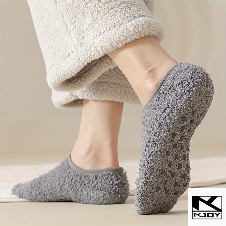 kkjoy Thick Thermal Socks Elastic Cuff Anti Slip Men Home Socks view 3