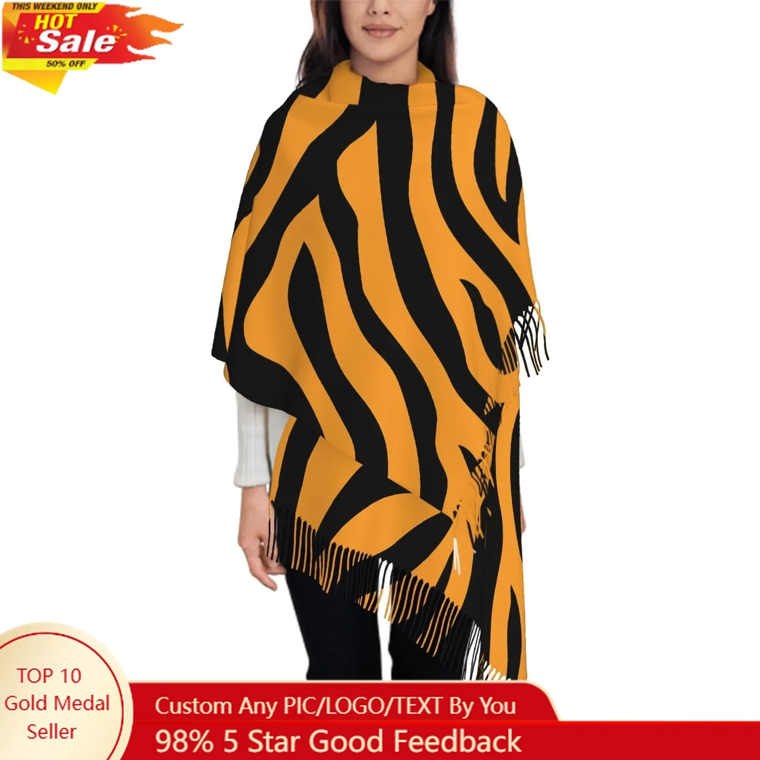 

Oversize Scarf for Women White Daisy Floral Flower Grey Scarf Tassel Scarves Fall Winter Shawl Wraps - 77.6 x 28.3in