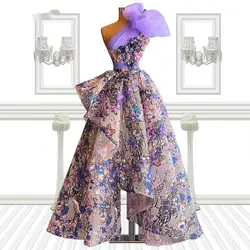 Premium Sequin Lace Long Dress One Shoulder Boho Vintage Lace Flower Dubai Ladies Favorite Prom Evening Dress