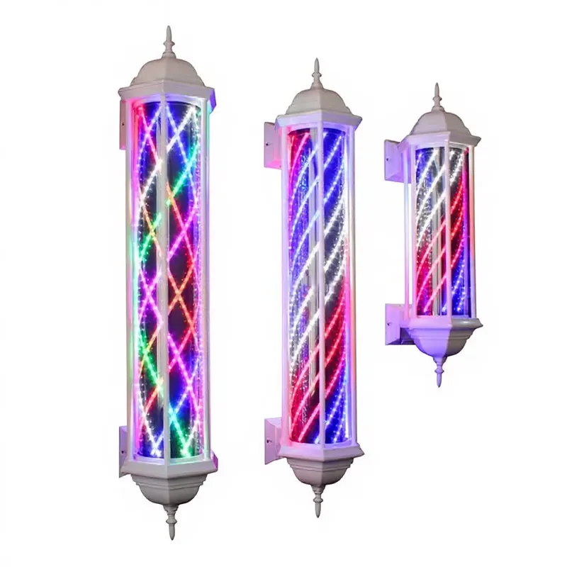 Retro Glass Barber Shop Sign Light Wall Mounted LED Hair Salon Lamp Beads Decorative Light Box for Cross Border Store Display