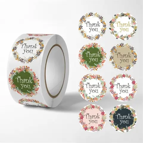 500Pcs 1 Thank You Stickers Roll for Small Business Adhesive Round Thank You Labels for Gifts Packaging and Events Perfect for