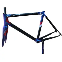 Chameleon Blue And Black C64 Carbon Road Bike Frame , Rim Brake Bicycle Frameset More 28 Colors Available