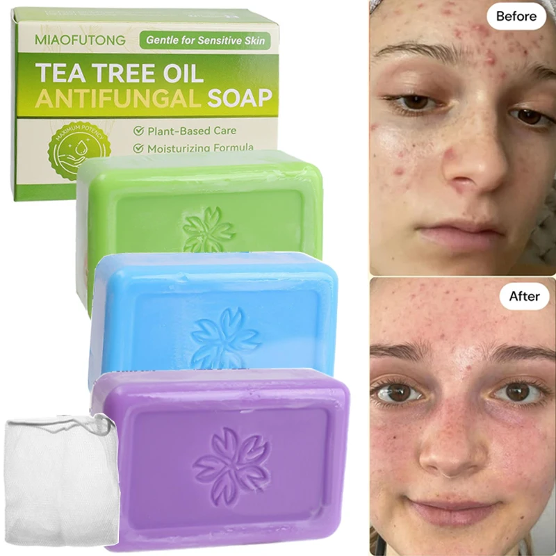 Tea Tree Oil Soap Bar Natural Plant Extract Handmade Soap Deep Cleansing Soothing for Sensitive Skin Care Refreshing Face Tools
