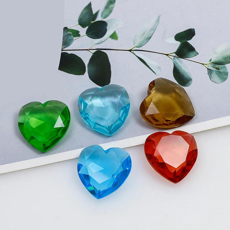 28MM Popular Gems 3D Heart Pointed Back Crystal Nail Art Rhinestone K9 Glass Loose Gemstone Diamonds For Jewelry Decoration 3005