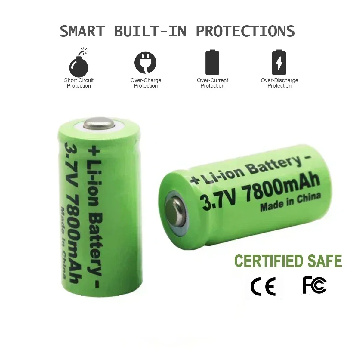 7800mAh Rechargeable 3.7V Li-ion 16340 Batteries CR123A Battery for LED Flashlight Travel Wall Charger 16340 CR123A Battery