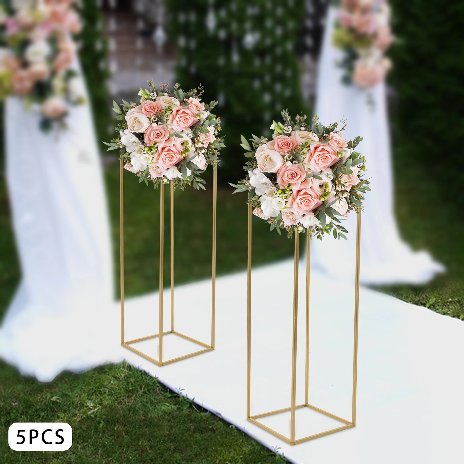 5PCS 60cm/80cm Metal Wedding Flower Vase Gold Wedding Flower Stand Wedding Table Centerpiece for Party, Events, Home Decor