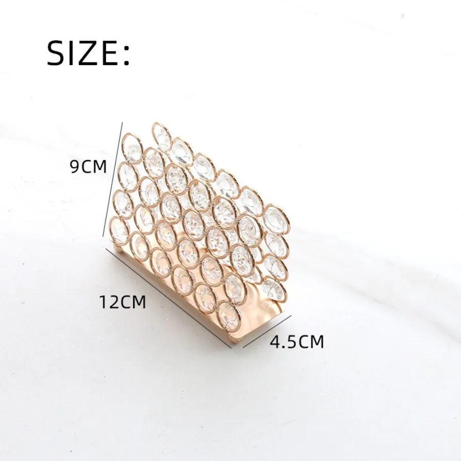 1pc Golden Crystal Napkin Holder Rhinestone Rectangle Napkin Holder For Table Decor,Gold Napkin Storage Rack For Dining Table