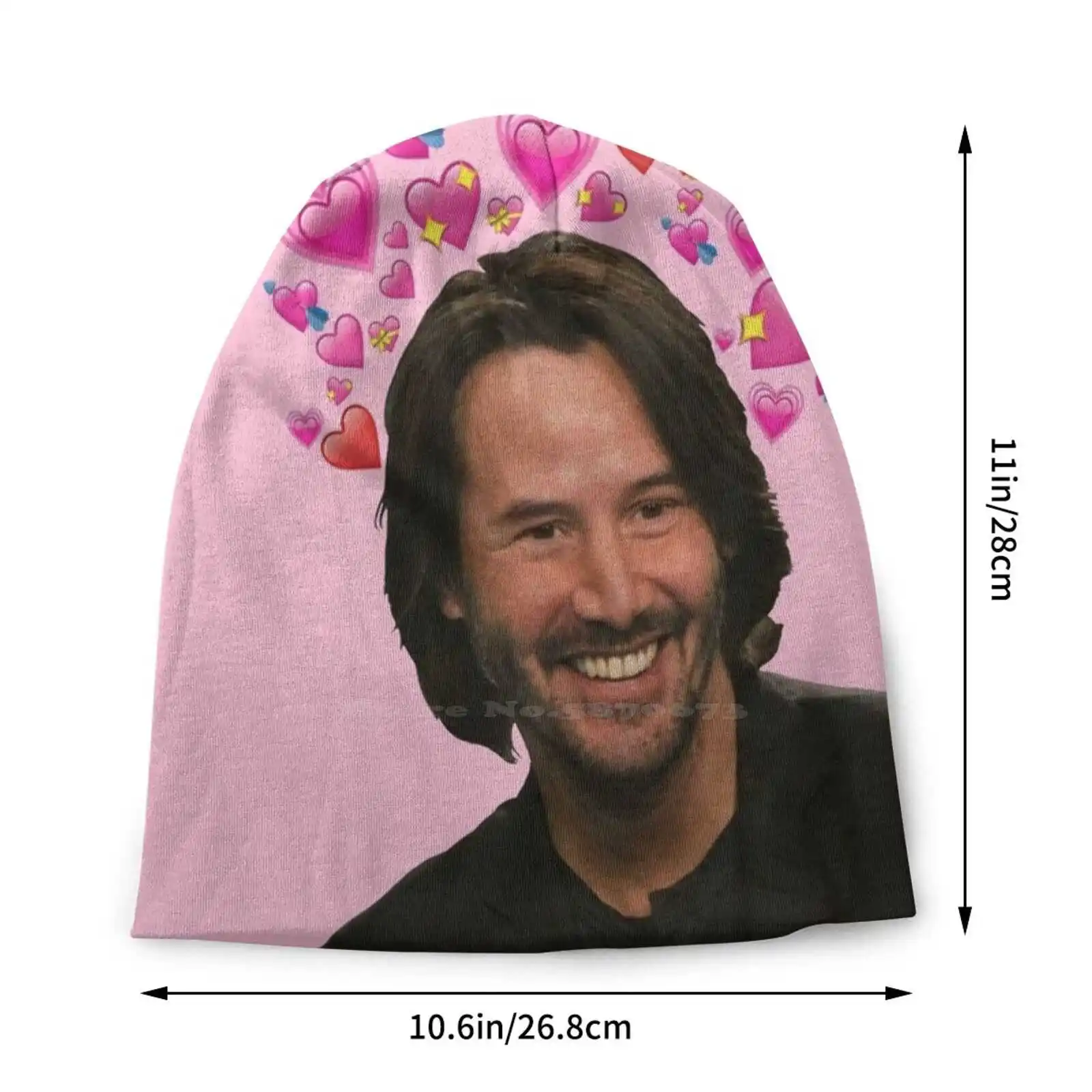 You’re Breathtaking Knitted Hat Warm Beanie Outdoor Caps Actor Keanu Reeves Cool Awesome Hearts Love Aesthetic Pink