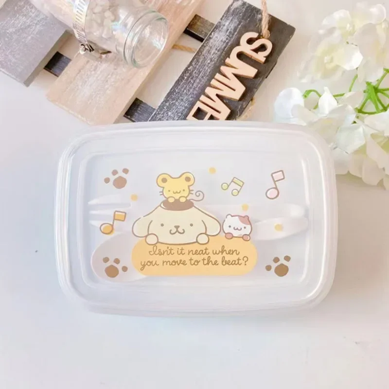 Sanrio Hello Kitty My Melodie Kuromi Plastic Lunchbox Cartoon Anime Crisper Boxes Draagbare Verdeelde Bento Box In De Magnetron