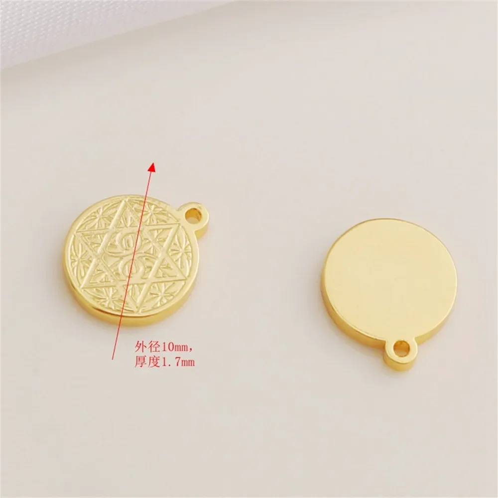 

18 К титановая сталь позолоченный утолщенный 10 мм гравировка в виде гексаграммы круглый кулон Diy браслет ожерелье ювелирные изделия подвеска