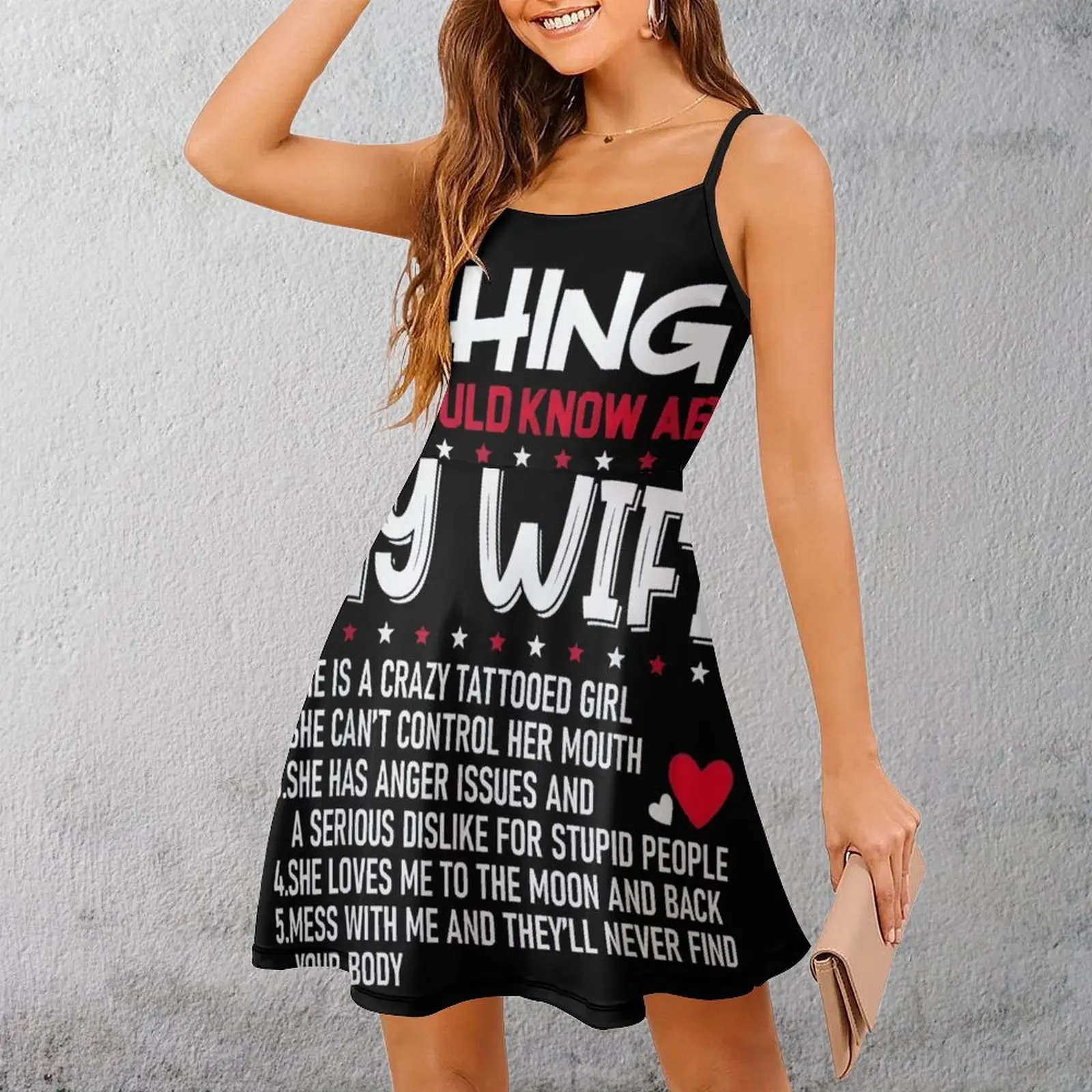 Crazy Tattooed Wife Traits Women's Sling Dress Geeky Strappy Dress Premium Exotic Woman's Dress Cocktails