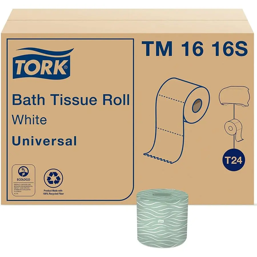 Septic Safe Toilet Paper, White, 2Ply 100 Recycled, EcoFriendly, T24 Compatible 96 Rolls x 500 Sheets TM1616S