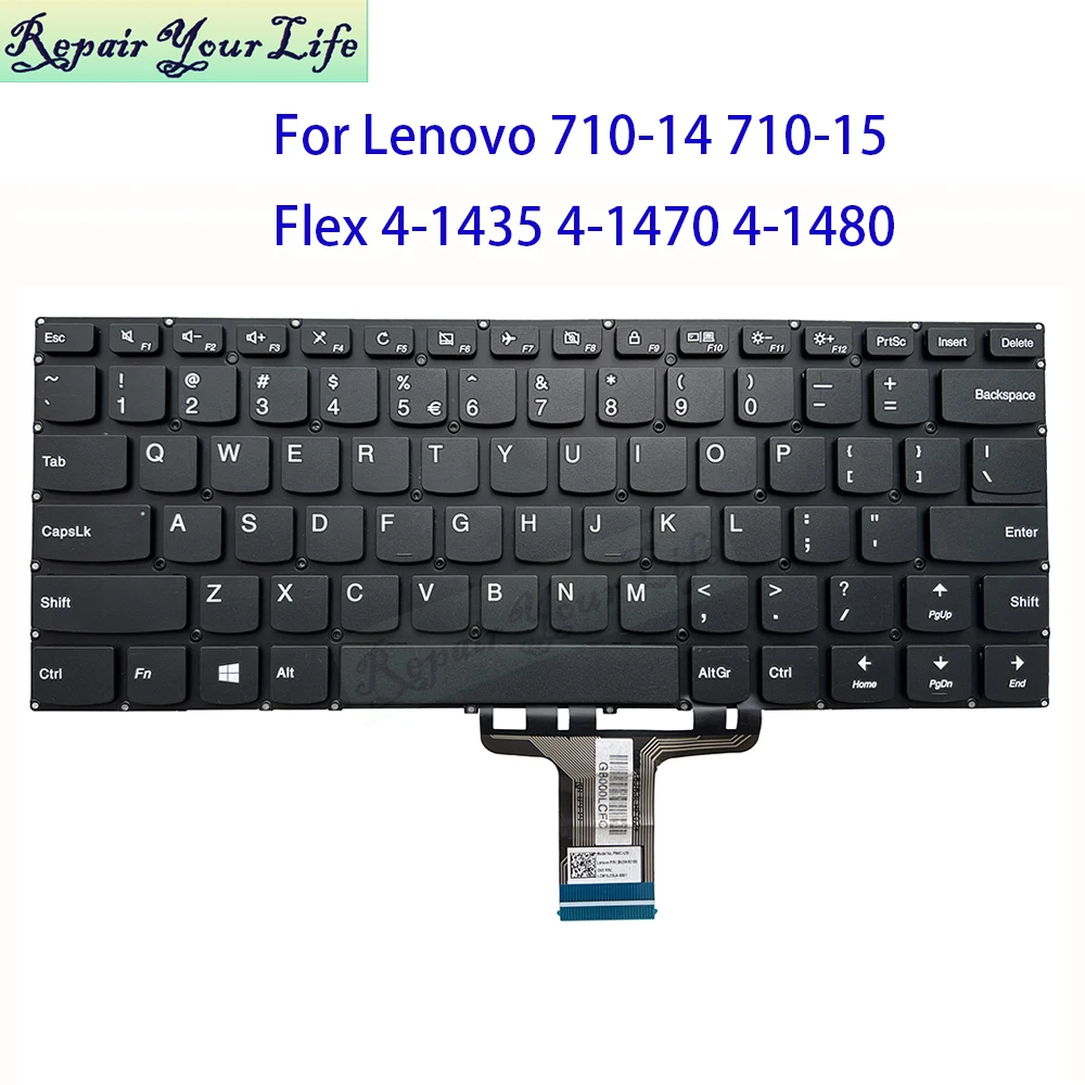 Teclado alemán US RU ruso Latino España retroiluminado para Lenovo Yoga 710-14 710-15 710-14IKB 710-15ISK Flex 4-1435 4-1470 4-1480