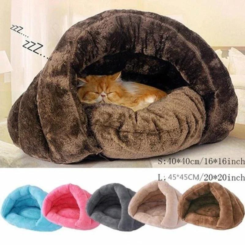 

Cat and Dog Triangle Pet Nest Winter Thickened and Warm Pet Mat Mongolian Yurt Fury Half Closed Sleeping Bag Pet Rest Supplies